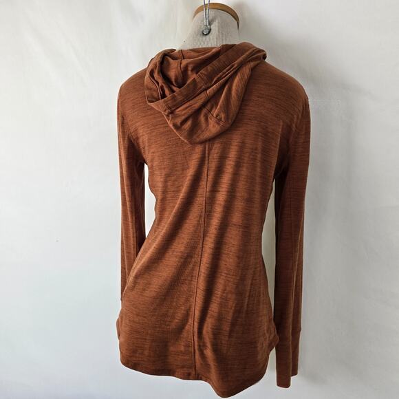 Prana Hoody Women's XS Burnt Orange Henley Neckline Kangaroo Pouch Long Sleeve - Picture 12 of 13